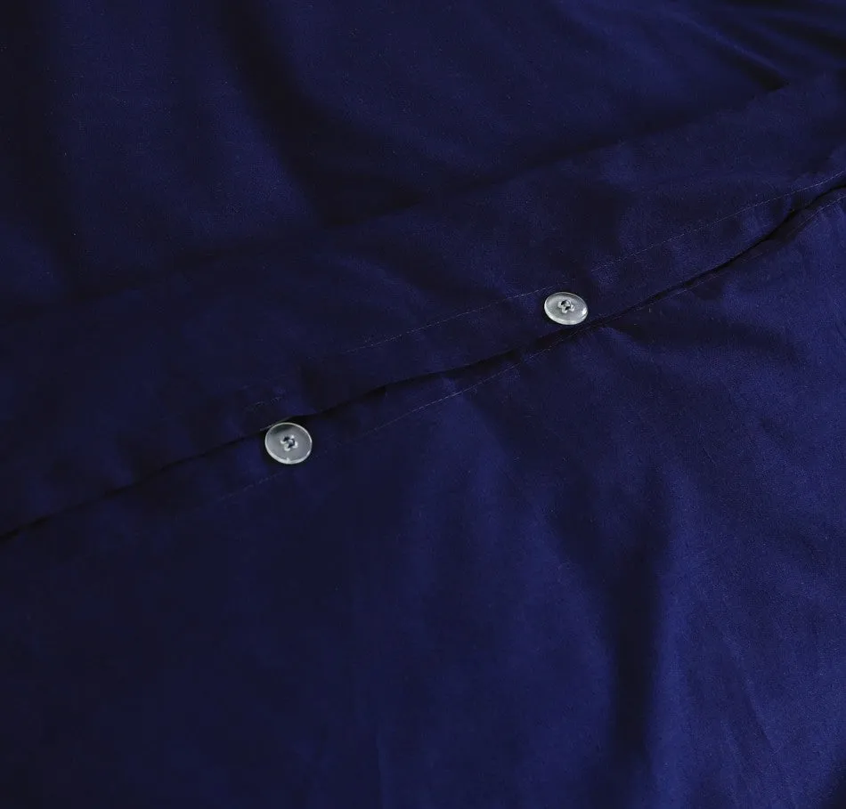 100% Egyptian Cotton Vintage Washed Quilt Cover Set I King I Navy Blue