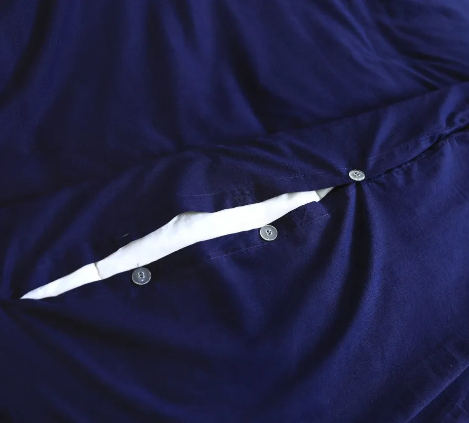 100% Egyptian Cotton Vintage Washed Quilt Cover Set I King I Navy Blue