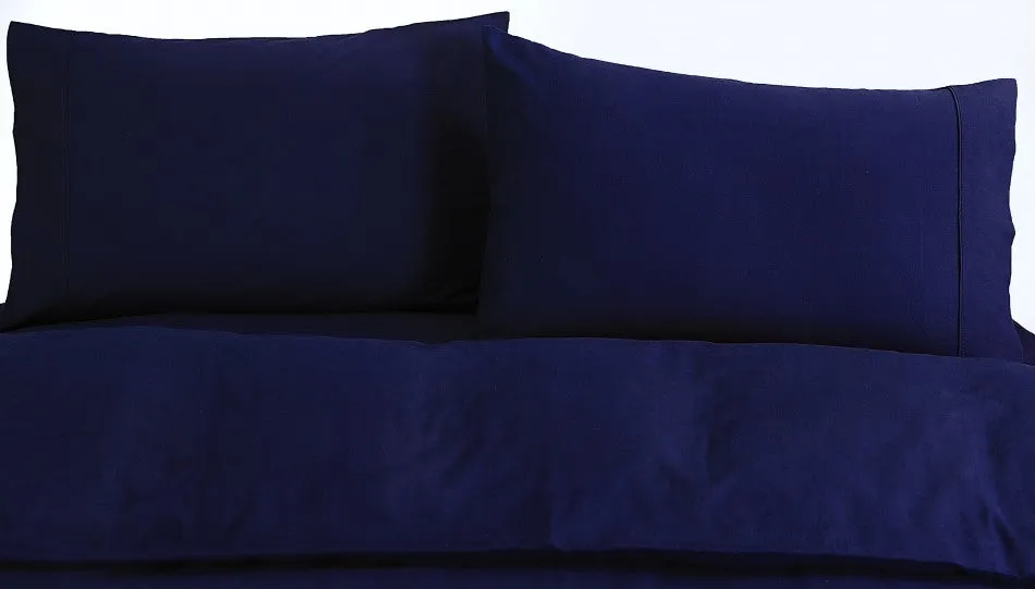 100% Egyptian Cotton Vintage Washed Quilt Cover Set I King I Navy Blue
