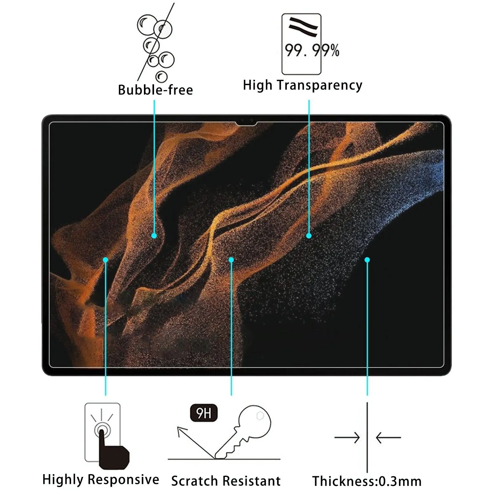 2-pack Tempered Glass Film for Samsung Galaxy Tab S8 Ultra / X900
