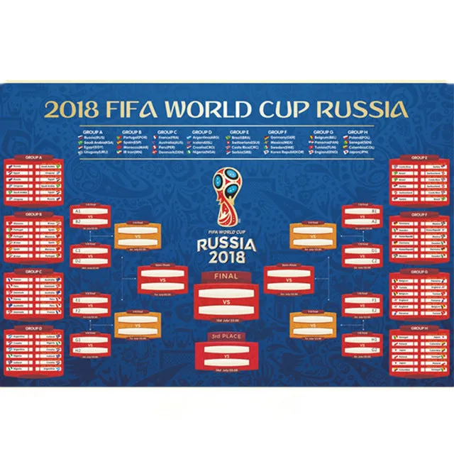 2018 World Cup Schedule Wall Chart