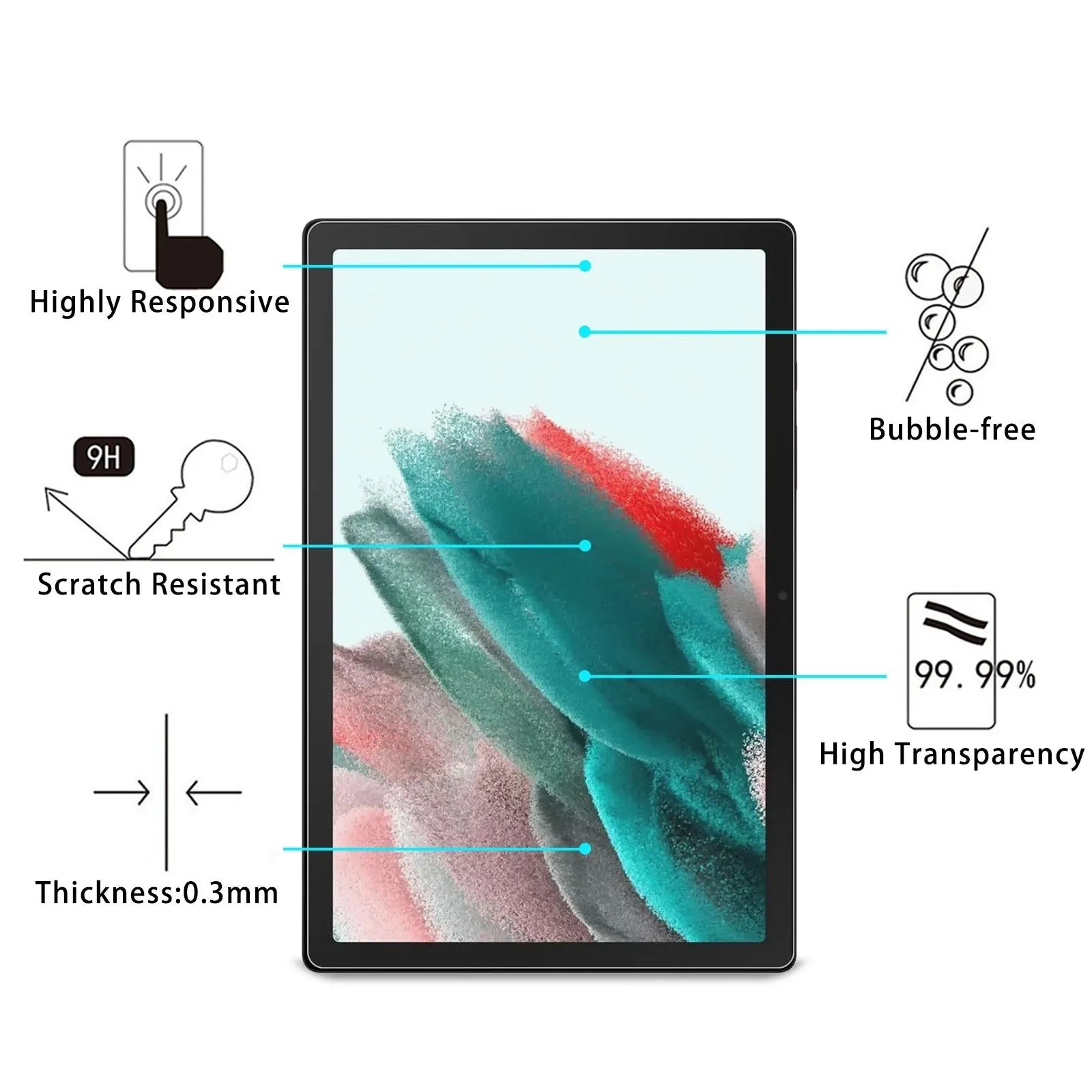 25-pack Tempered Glass Film for Samsung Galaxy Tab A9 Plus / Active5 / A9 - 9h 0.3mm