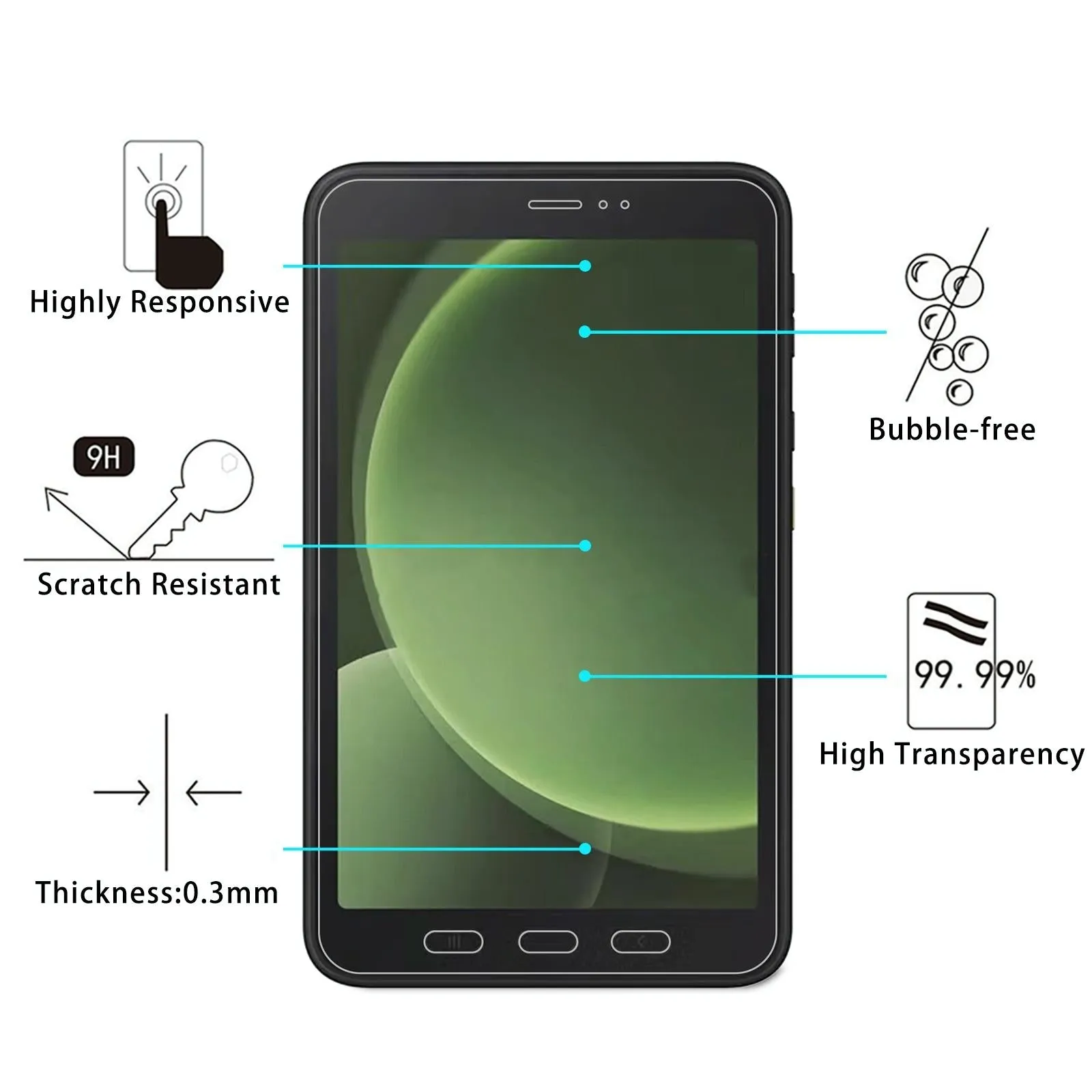 25-pack Tempered Glass Film for Samsung Galaxy Tab A9 Plus / Active5 / A9 - 9h 0.3mm