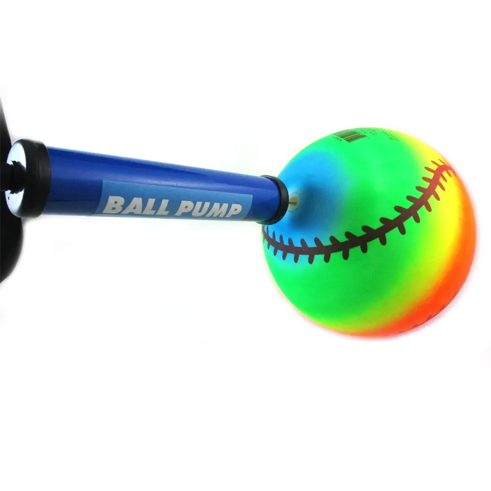 3PC Playground Balls Kids Hand Air Pump 9" Inflatable Neon Toy Basketball Soccer