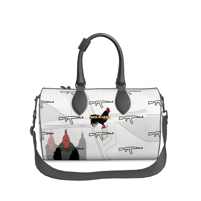 #422 cocknload Duffle Bag gun/rooster print