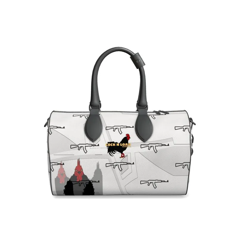 #422 cocknload Duffle Bag gun/rooster print