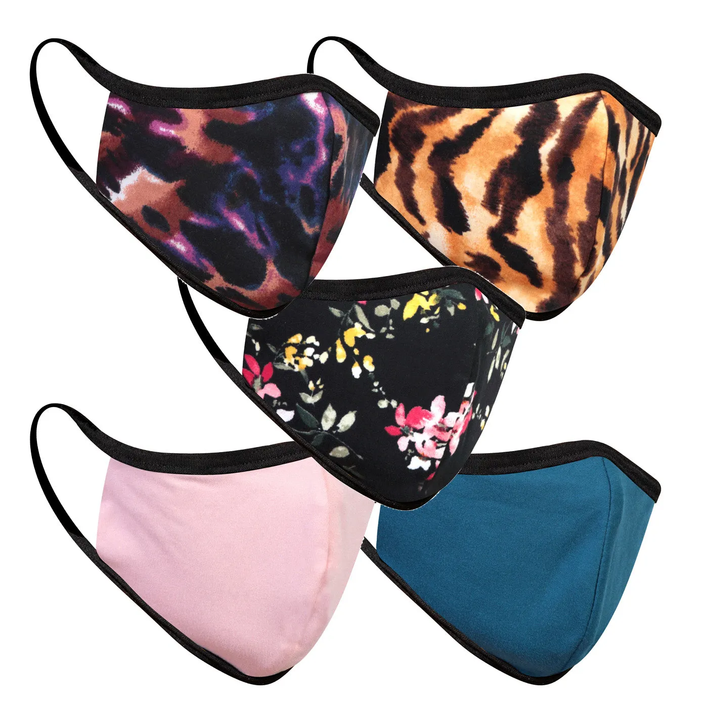 5 Pack Floral, Animal and Tie Dye Masks