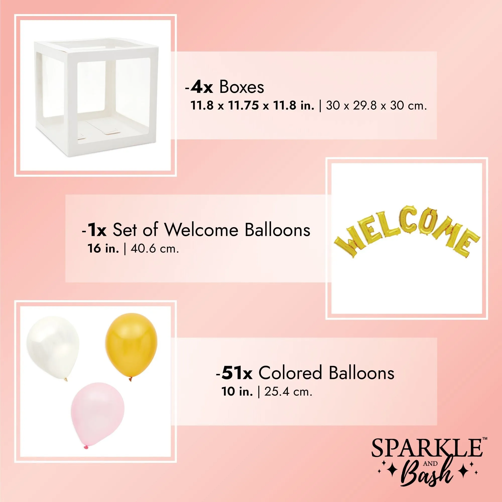 69 Pcs Clear Latex Balloon Boxes with Letters for Baby Girl Shower Decorations and Banner, Gender Reveal Party Supplies, Pink