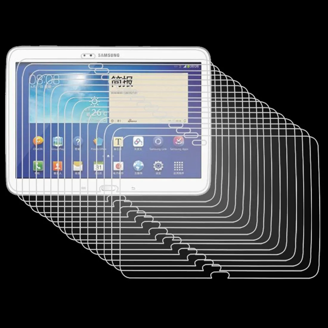 75-pack Tempered Glass Film for Samsung Galaxy Tab 3 10.1 - 0.4mm 9h  Hardness 2.5d Explosion-proof