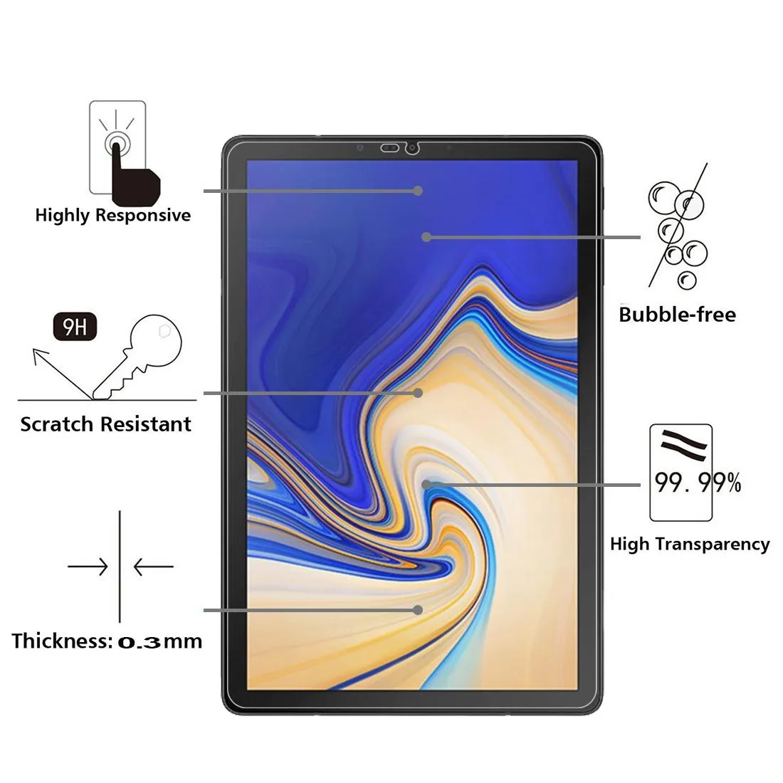 75-pack Tempered Glass Film for Samsung Galaxy Tab S4 10.5 - 0.26mm 9h Hardness Explosion-proof