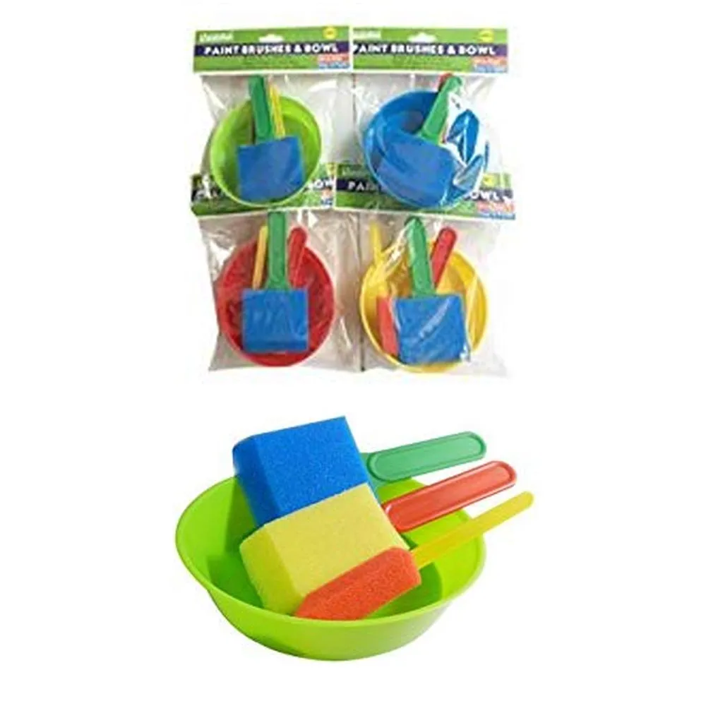 8 pcs Foam Brush Set Paint Brushes Mixing Bowl Kids Easy Art Crafts Painting Kit