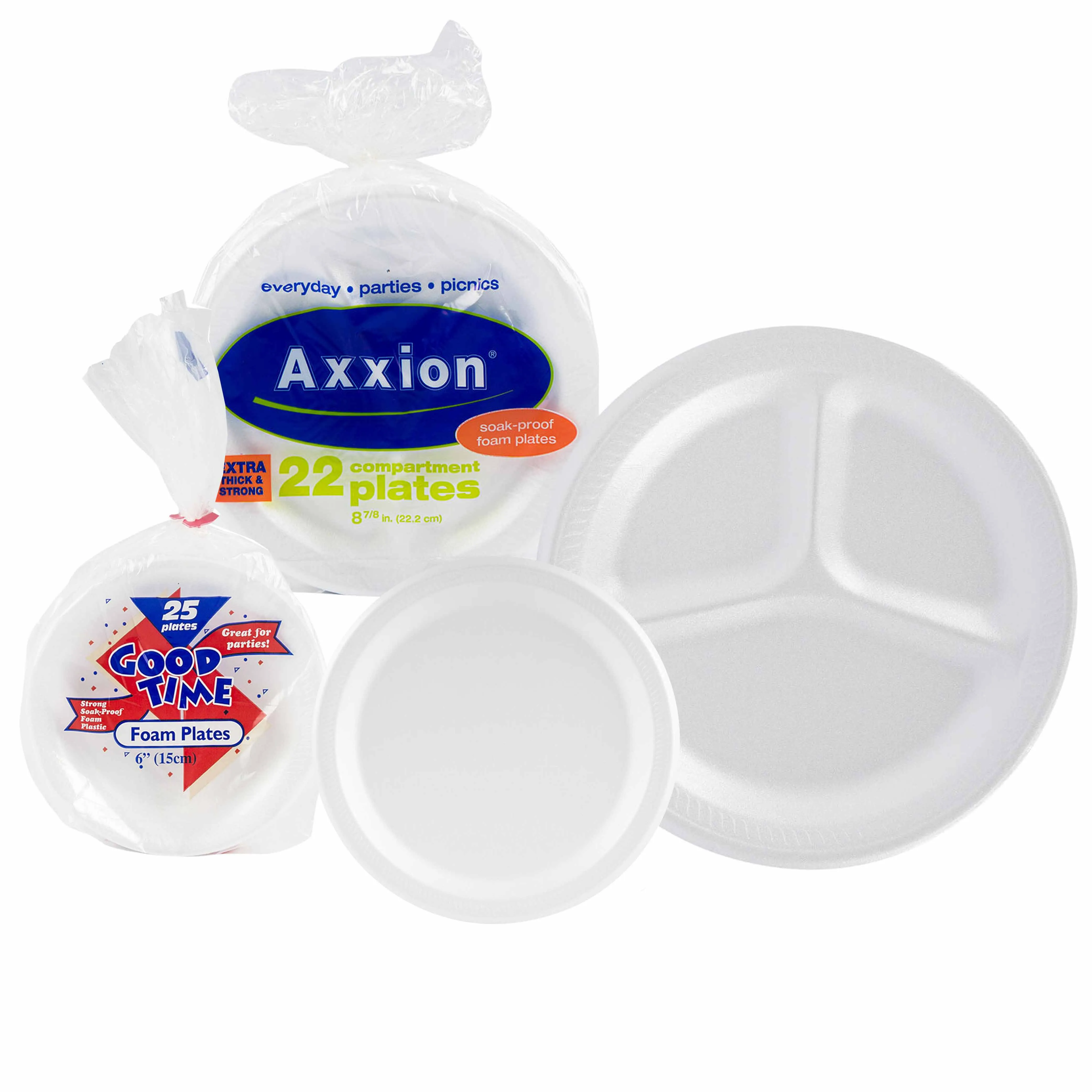 94 Ct Disposable Foam Plates Soak Proof Dinnerware Dessert Tableware 8-7/8" 6"