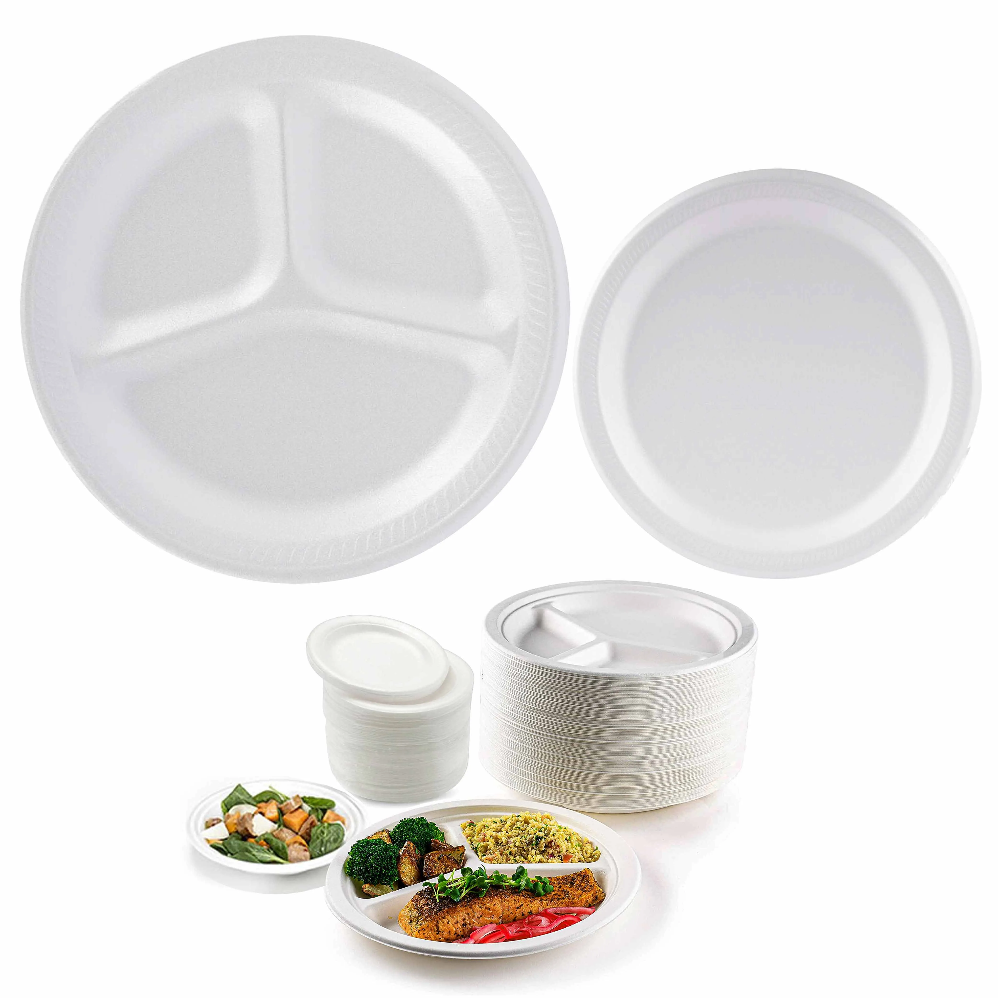 94 Ct Disposable Foam Plates Soak Proof Dinnerware Dessert Tableware 8-7/8" 6"