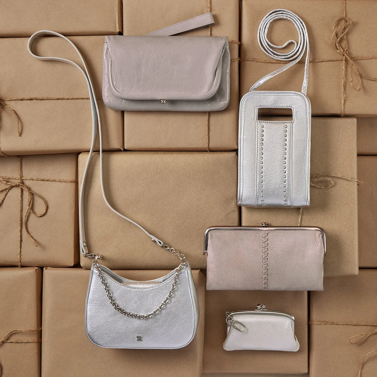 Ace Phone Crossbody in Metallic Leather - Argento