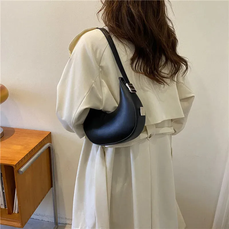 Amozae-Fashion Luxury Design PU Leather Hobo Shoulder Bag Women Small Clutch Handbag Purse Female Underarm  Bag Travel Totes