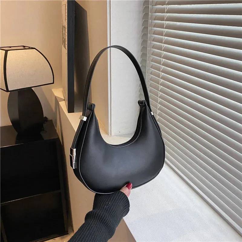 Amozae-Fashion Luxury Design PU Leather Hobo Shoulder Bag Women Small Clutch Handbag Purse Female Underarm  Bag Travel Totes