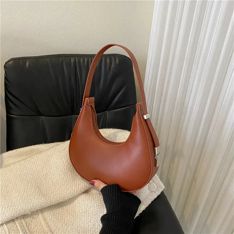Amozae-Fashion Luxury Design PU Leather Hobo Shoulder Bag Women Small Clutch Handbag Purse Female Underarm  Bag Travel Totes