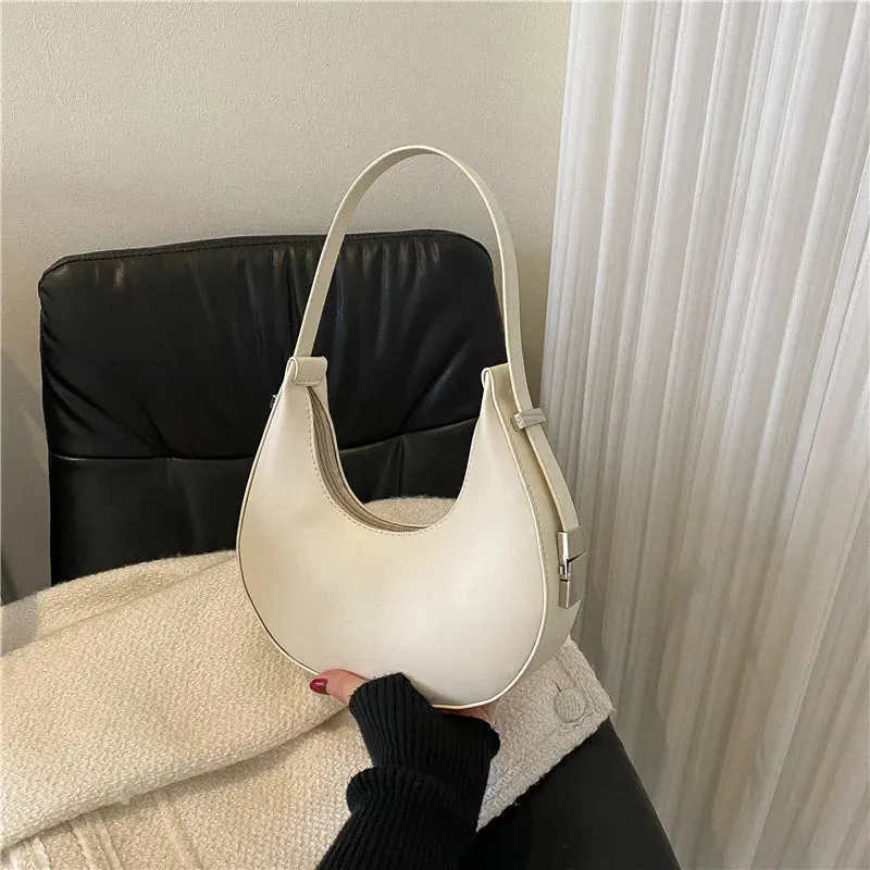 Amozae-Fashion Luxury Design PU Leather Hobo Shoulder Bag Women Small Clutch Handbag Purse Female Underarm  Bag Travel Totes