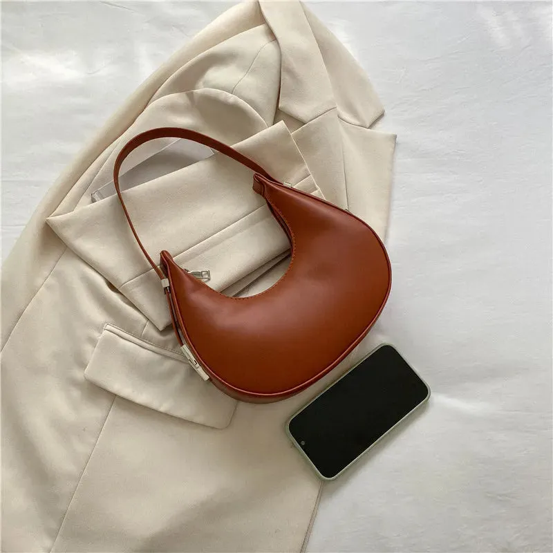 Amozae-Fashion Luxury Design PU Leather Hobo Shoulder Bag Women Small Clutch Handbag Purse Female Underarm  Bag Travel Totes