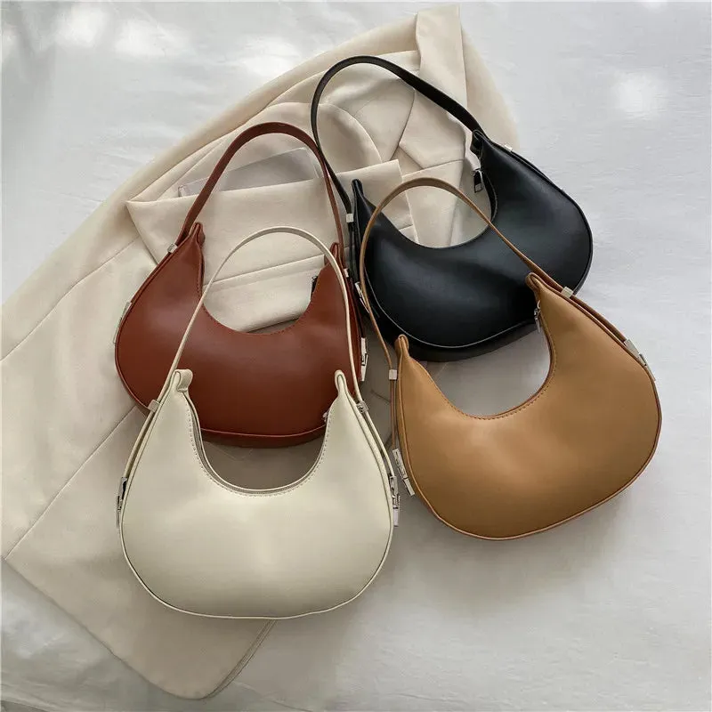 Amozae-Fashion Luxury Design PU Leather Hobo Shoulder Bag Women Small Clutch Handbag Purse Female Underarm  Bag Travel Totes