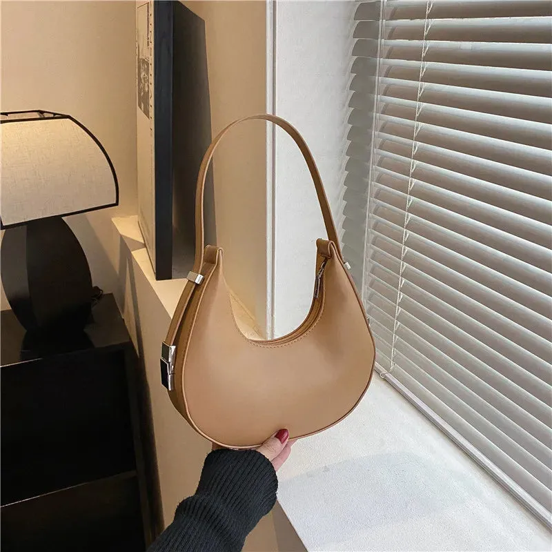 Amozae-Fashion Luxury Design PU Leather Hobo Shoulder Bag Women Small Clutch Handbag Purse Female Underarm  Bag Travel Totes