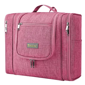 BALEINE Toiletry Bag for Women and Men, Water-Resistance Cosmetic Bags Makeup Organizer for Toiletries with Hanging Hook (Extra Large, Pink)