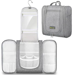 BALEINE Toiletry Bag for Women and Men, Water-Resistance Cosmetic Bags Makeup Organizer for Toiletries with Hanging Hook (Large, Gray)