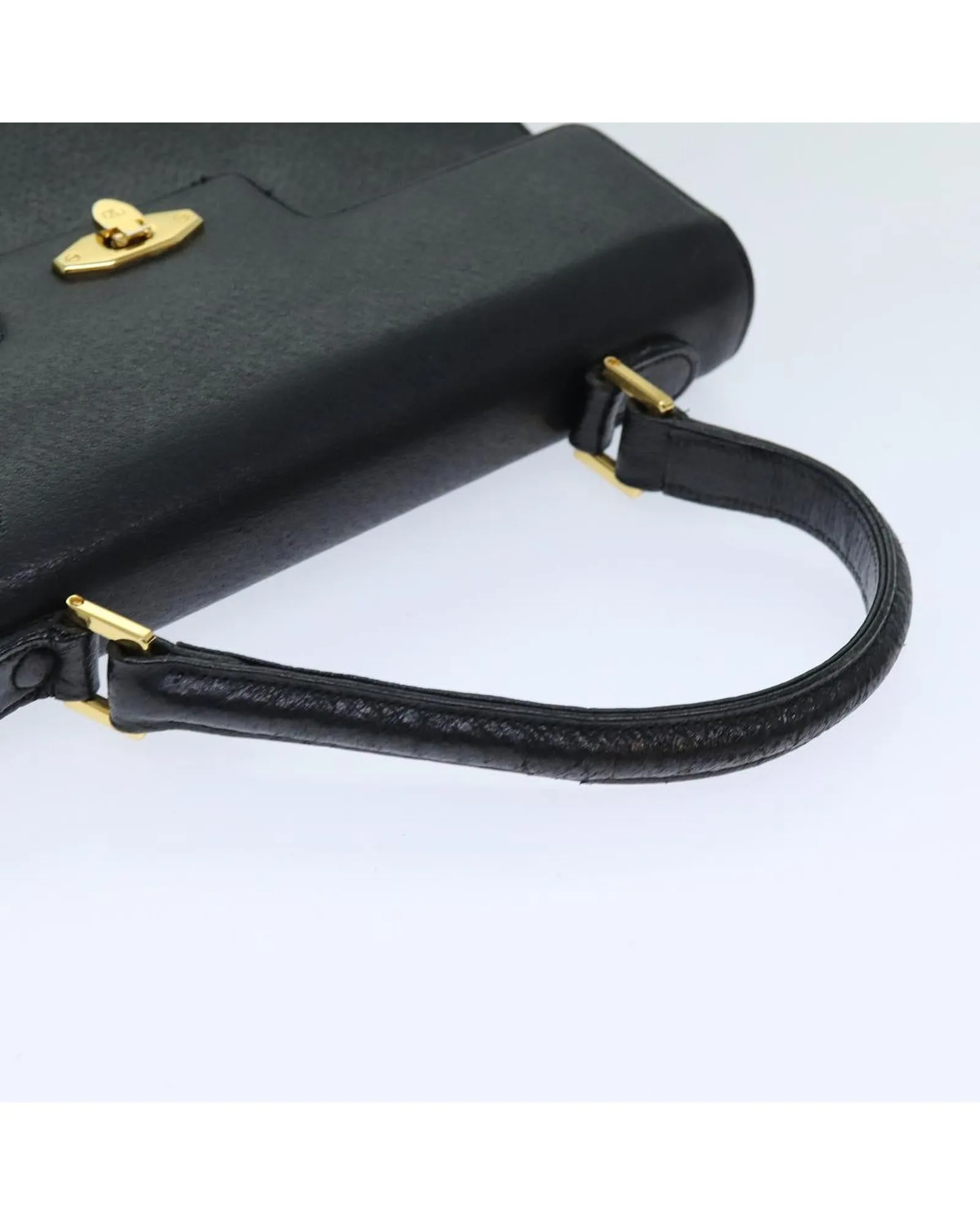 Black Leather Hand Bag with Minimalist Style