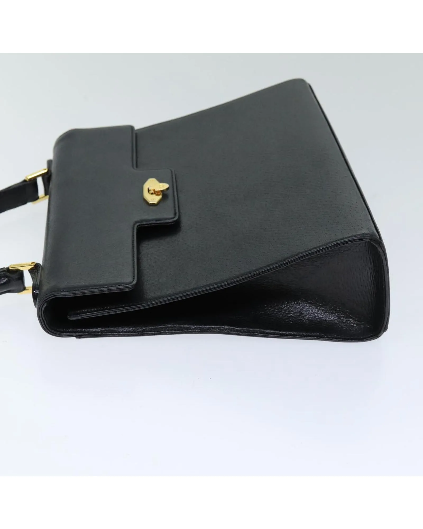 Black Leather Hand Bag with Minimalist Style
