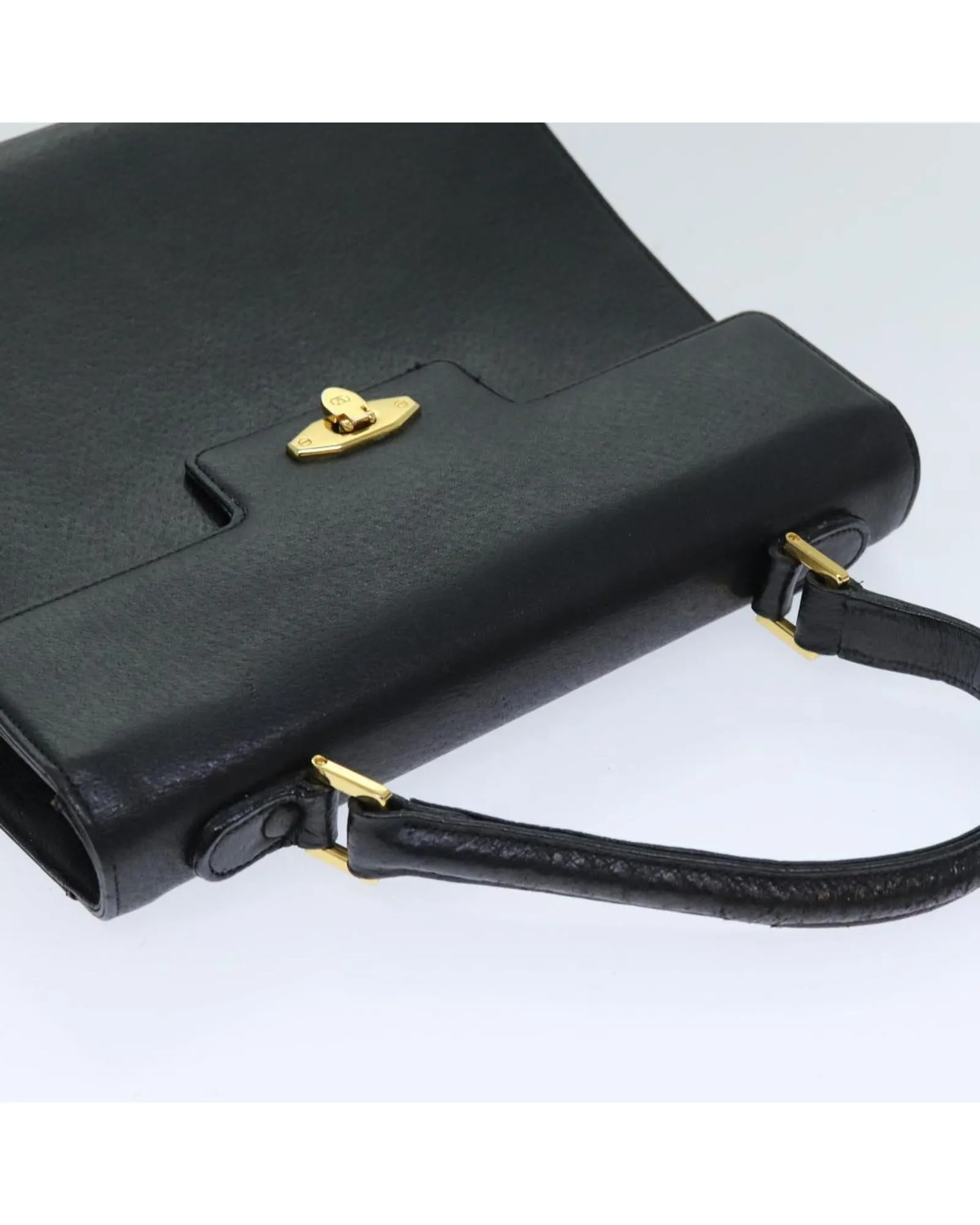 Black Leather Hand Bag with Minimalist Style