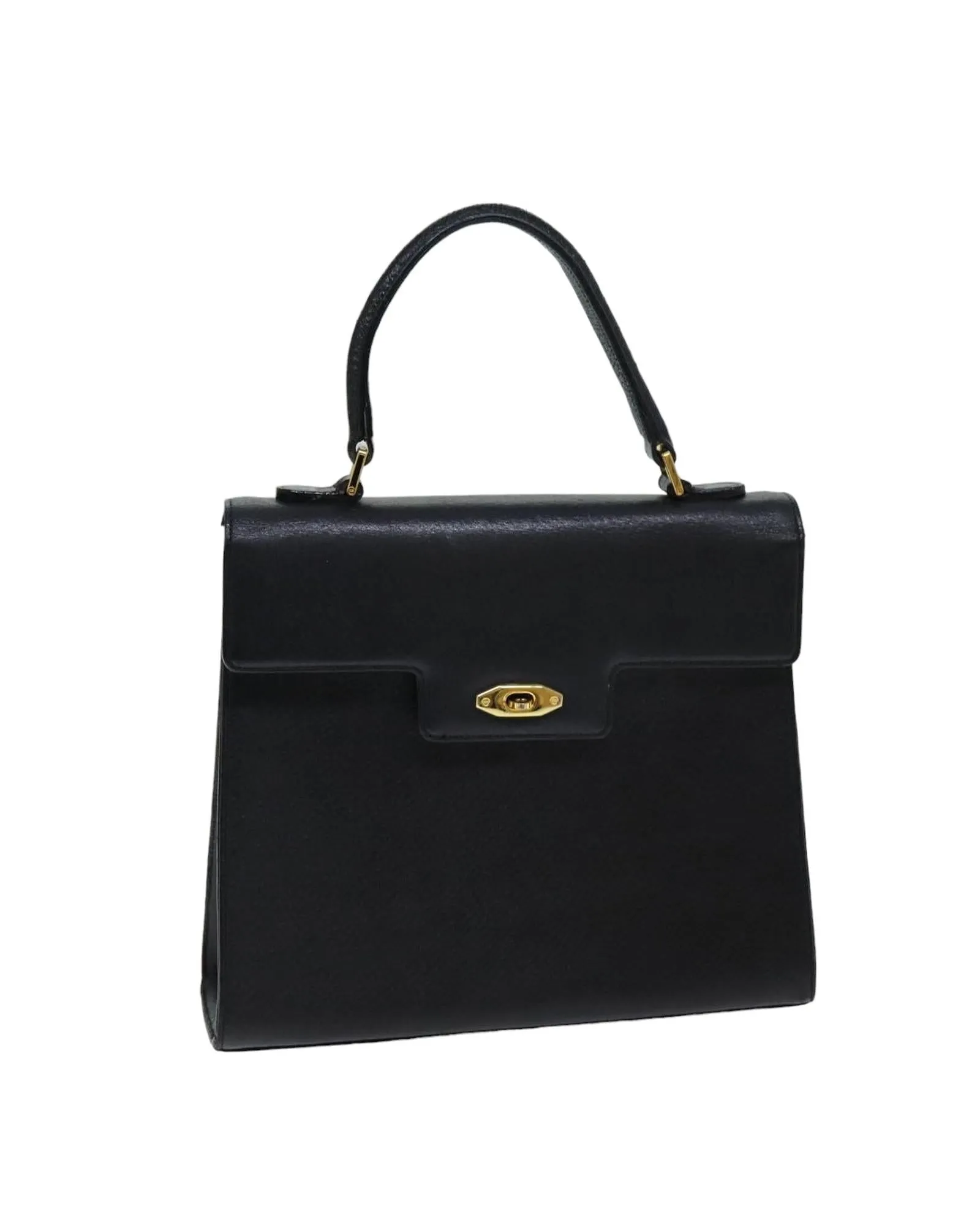 Black Leather Hand Bag with Minimalist Style