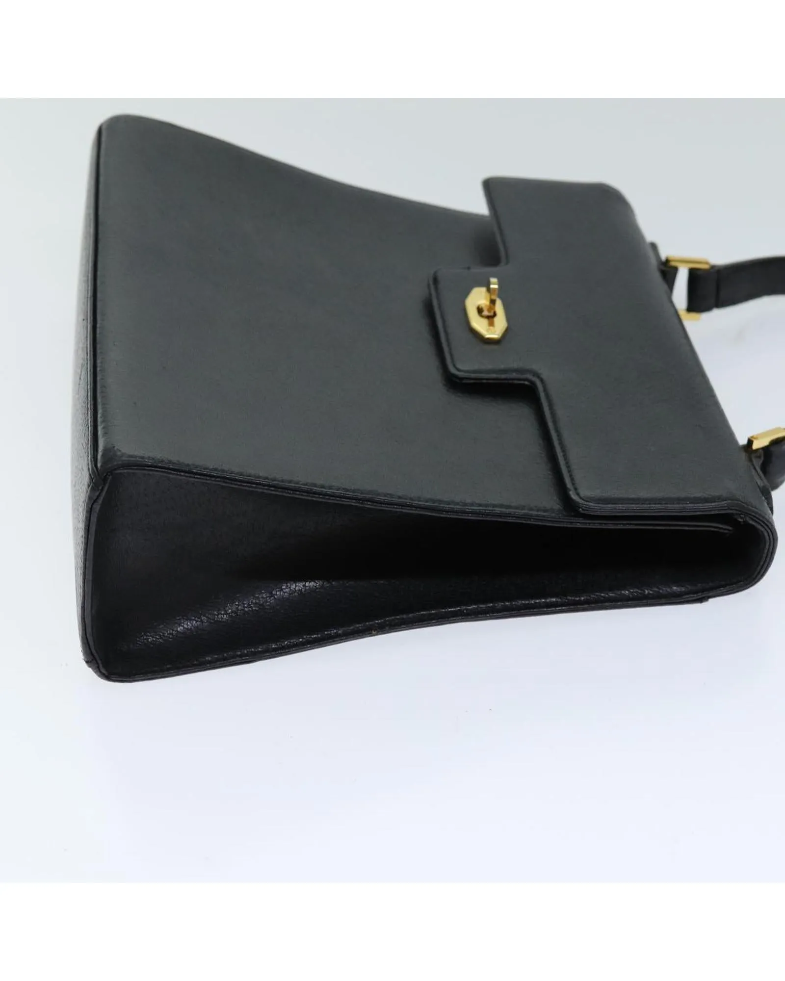Black Leather Hand Bag with Minimalist Style