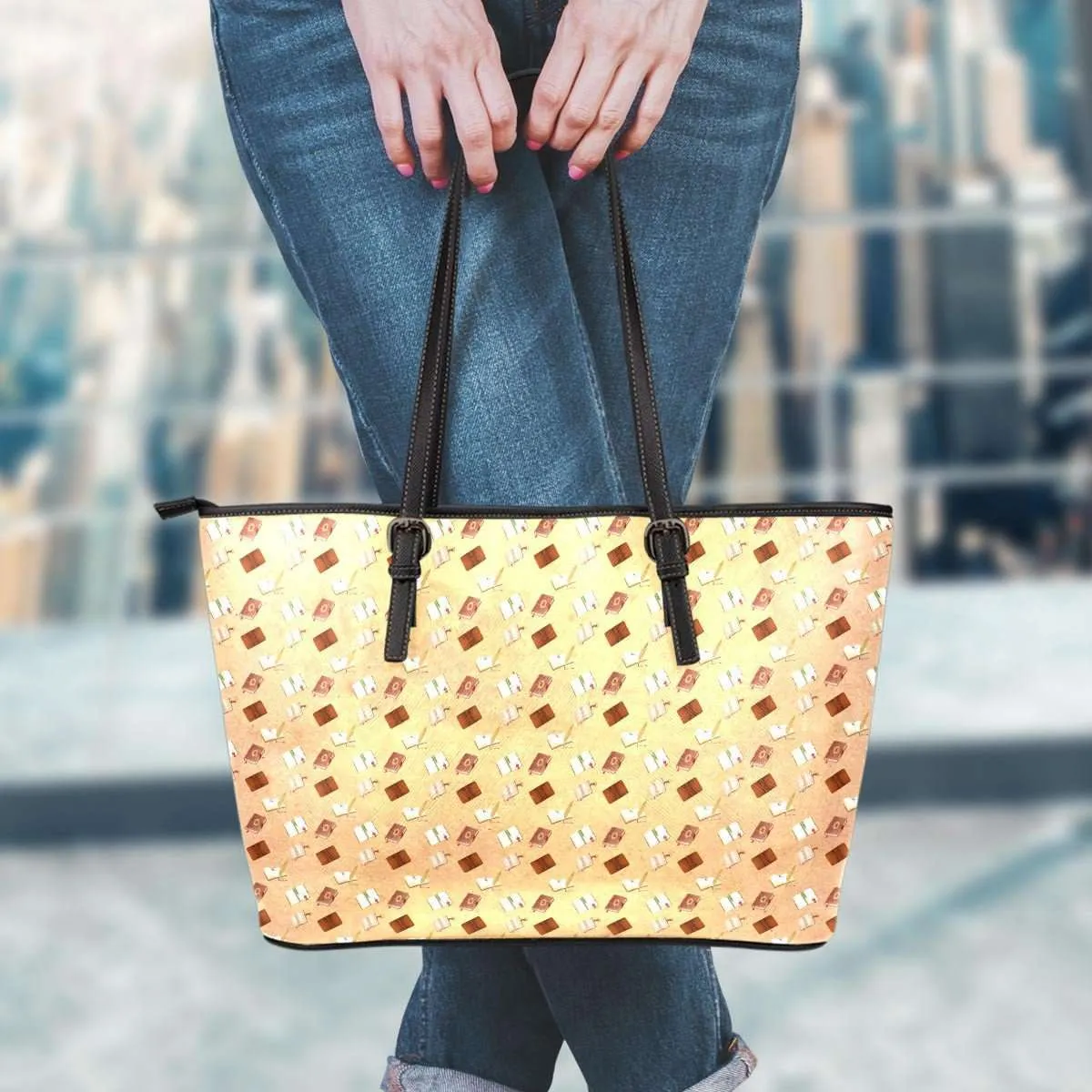Book Pattern 2 Leather Totes