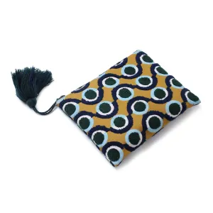 Circle Embroidered Travel Pouch - Mustard