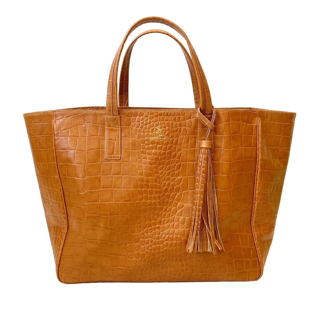 Croc-Effect Italian Leather Weekender