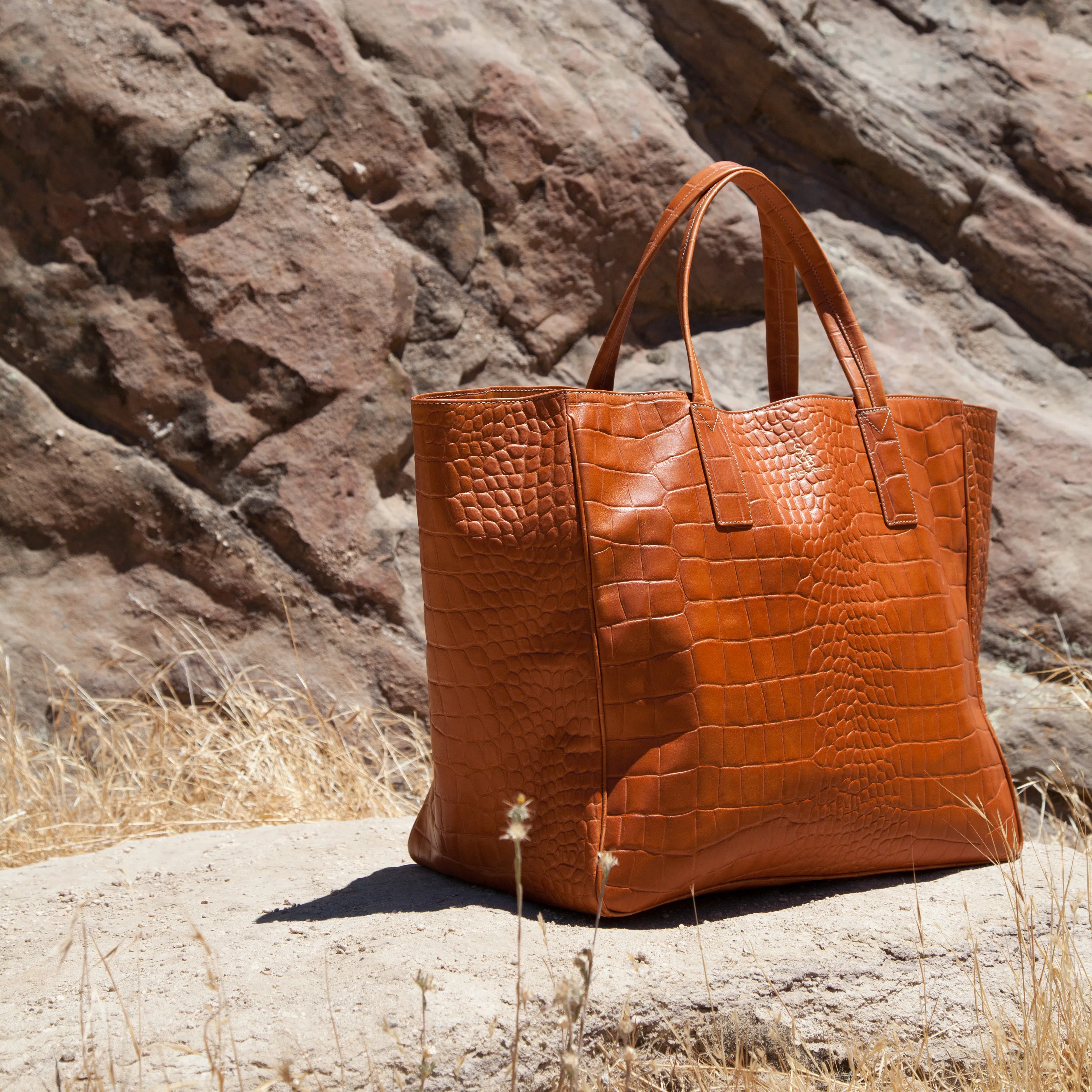 Croc-Effect Italian Leather Weekender