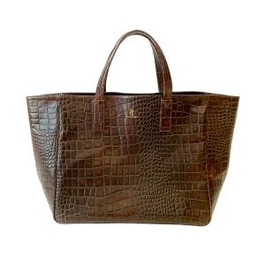 Croc-Effect Italian Leather Weekender