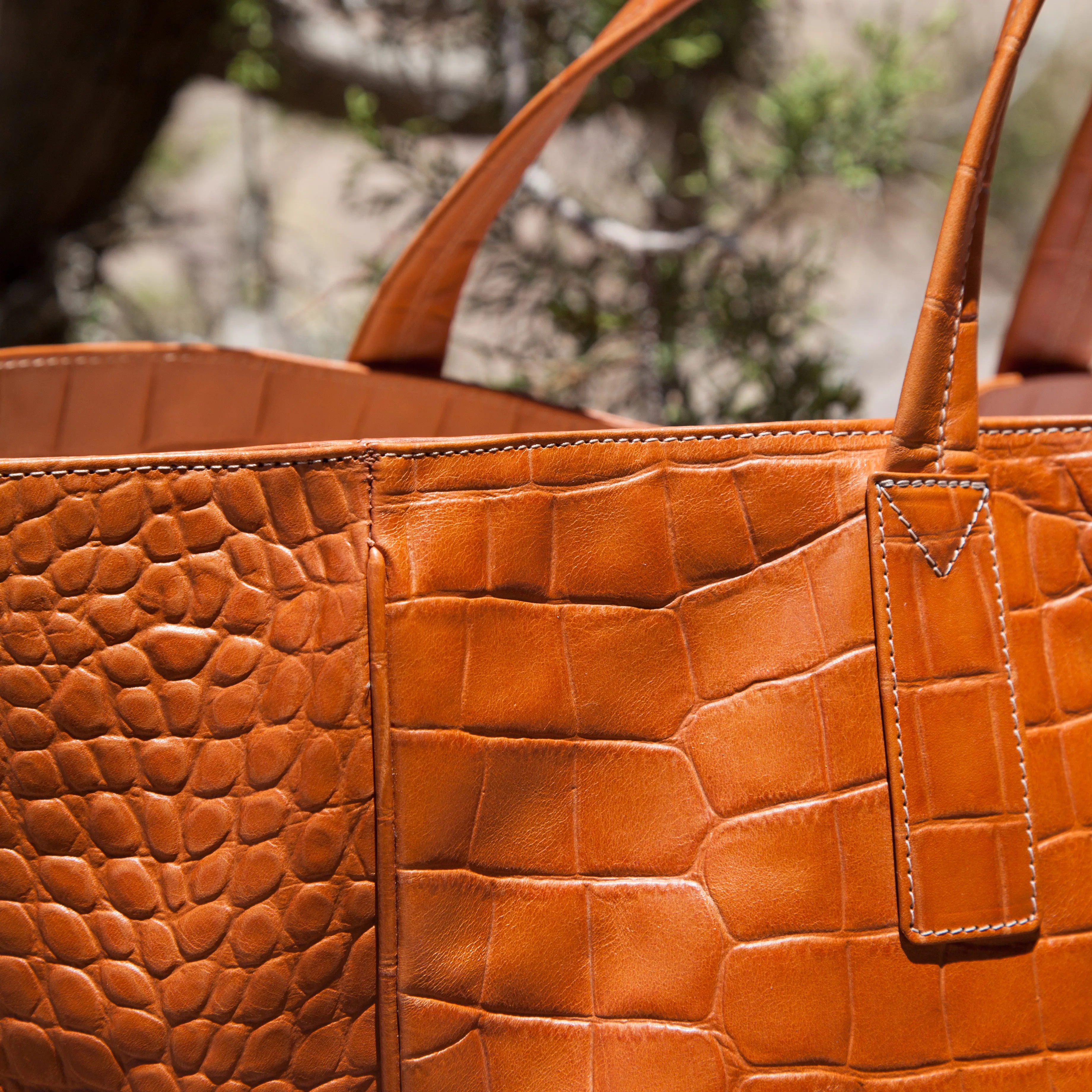Croc-Effect Italian Leather Weekender