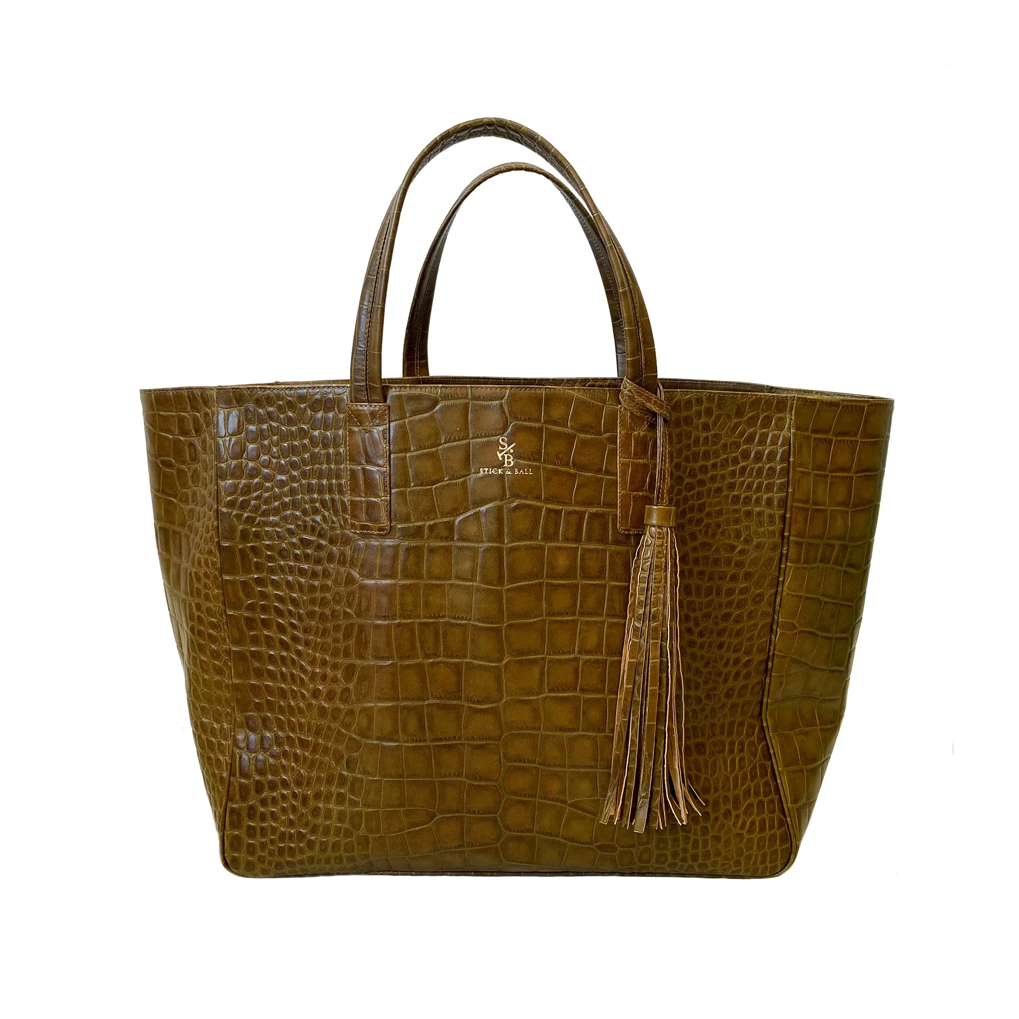 Croc-Effect Italian Leather Weekender