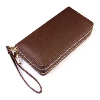 Double Zipper Wallets w/Strap (Black & Brown) - #4694-4695