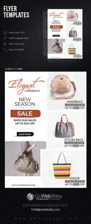 Flyer templates - Classic designer bags for website marketing