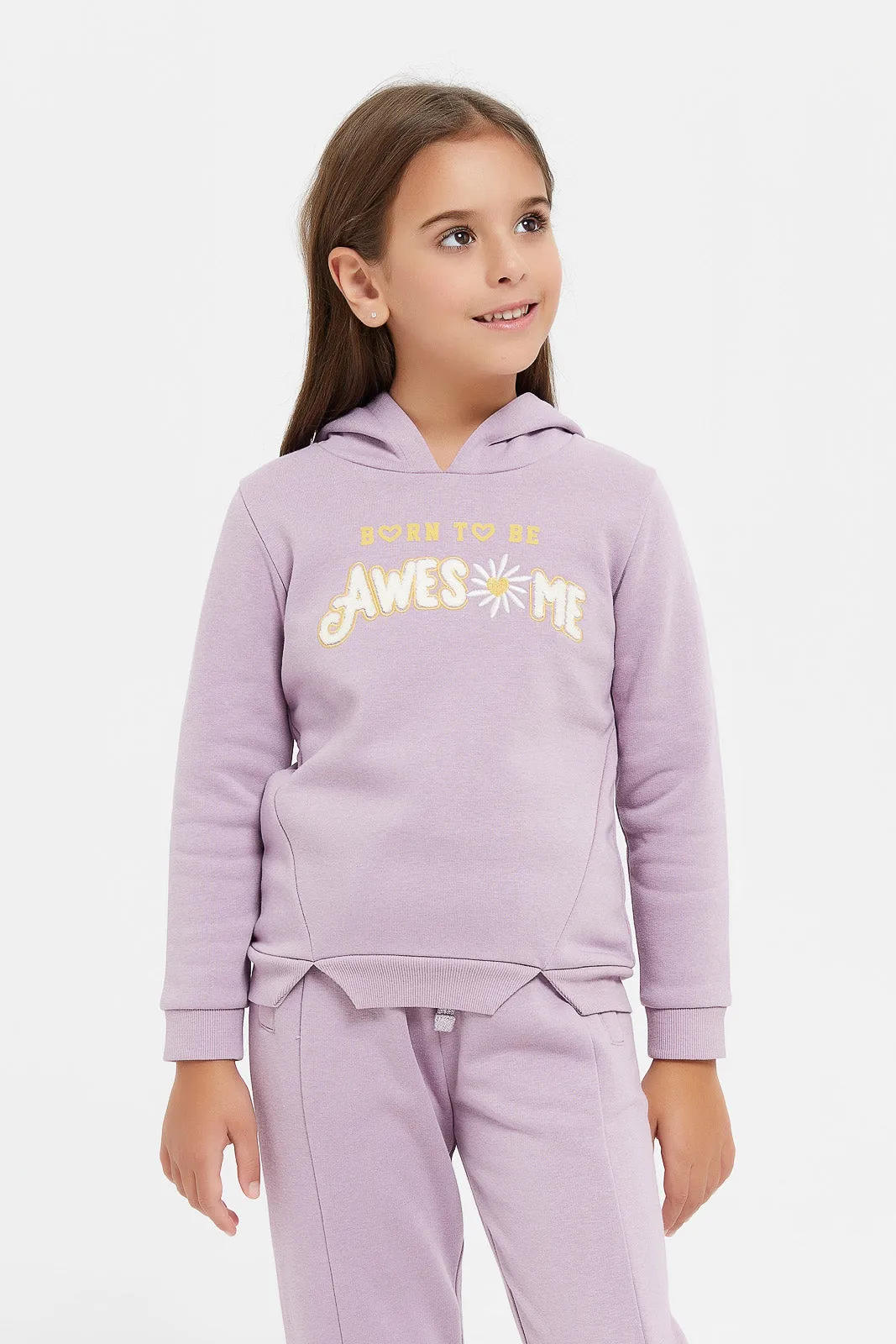 Girls Lilac Printed Jog Set (2 Piece)