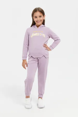 Girls Lilac Printed Jog Set (2 Piece)