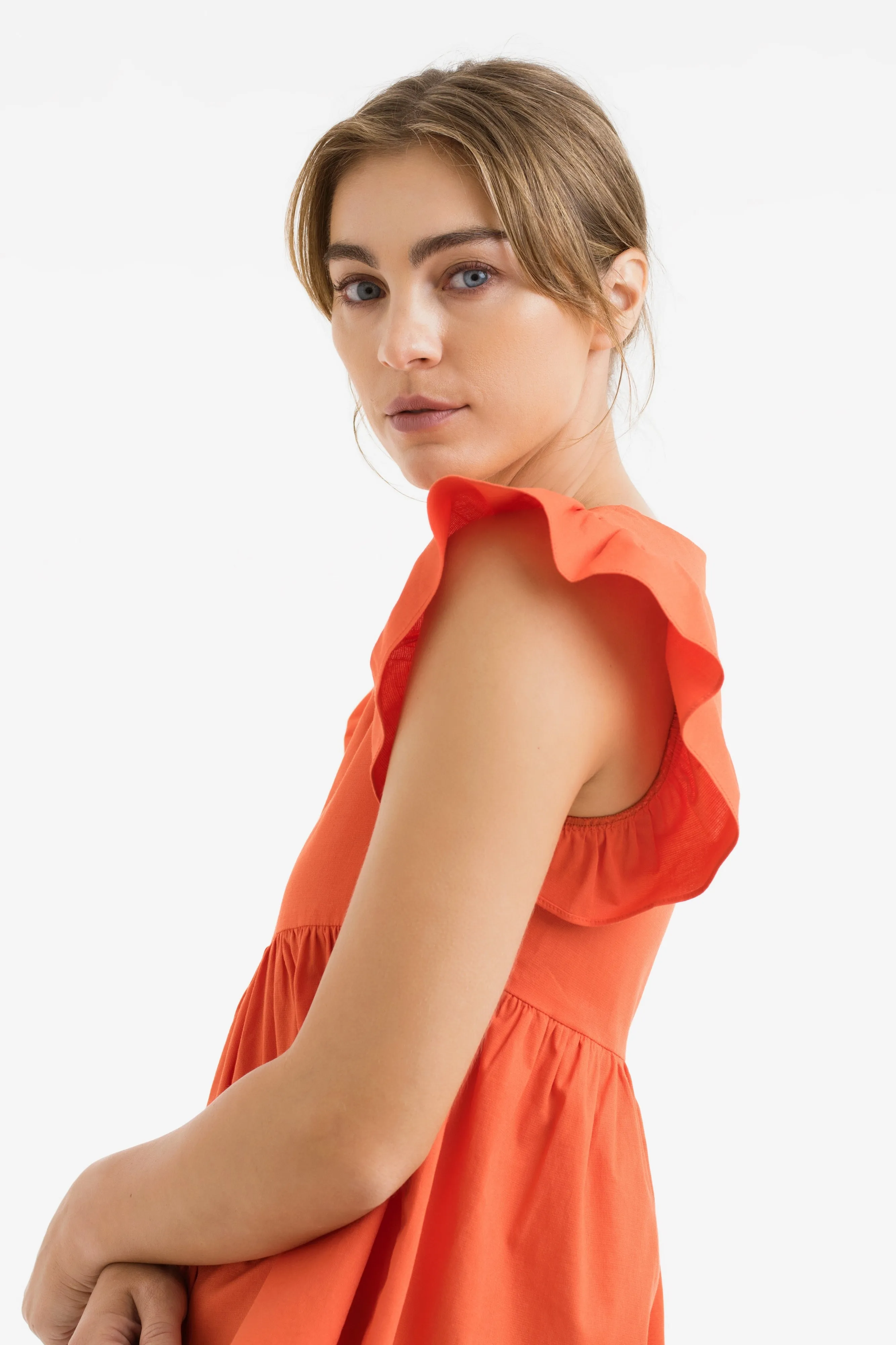 Kristen Babydoll Top in Orange