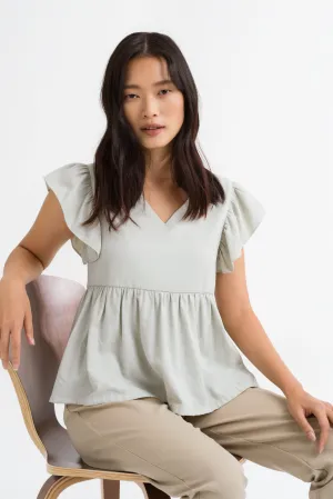 Kristen Babydoll Top in Tea Green
