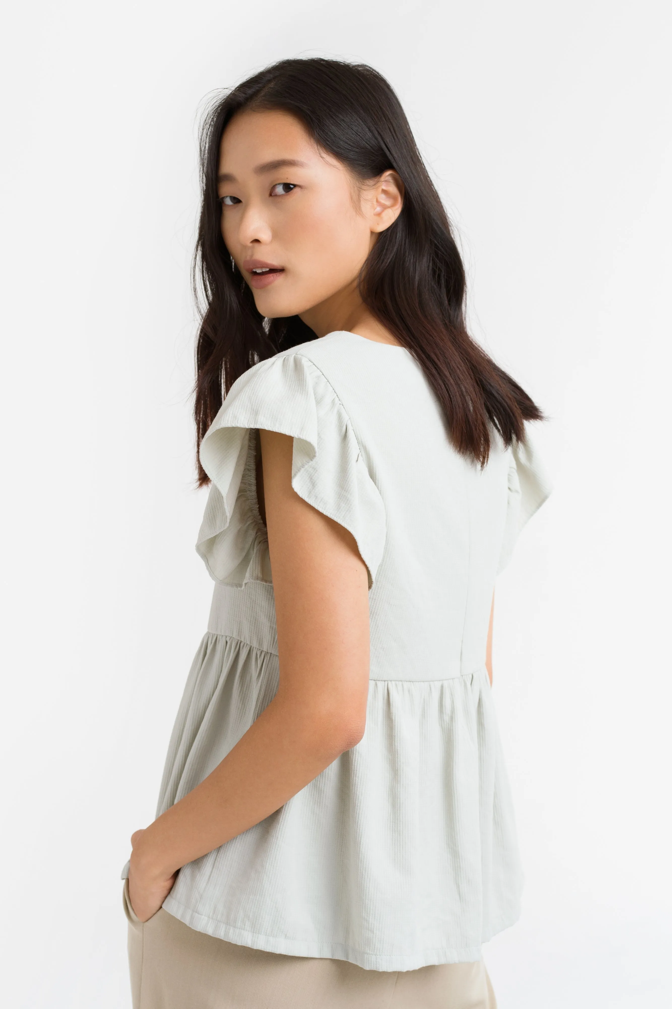 Kristen Babydoll Top in Tea Green