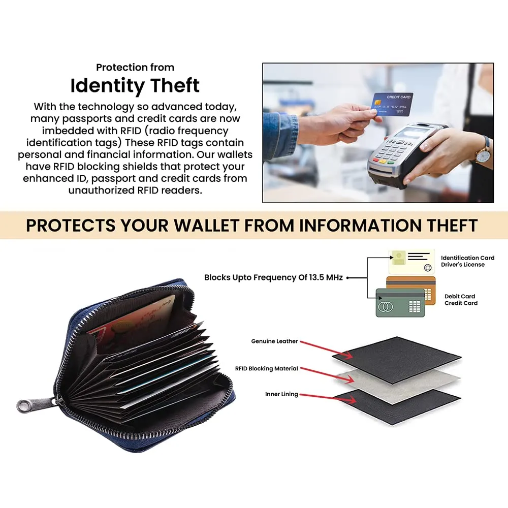 Kuber Industries Card Holder Wallet for Men Women|Debit Credit Card Holder|Wallet for Id, Visiting Card, Buisness Card|RFID Protected|Zipper Closure|Coffee
