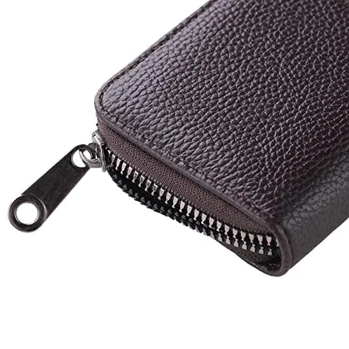 Kuber Industries Card Holder Wallet for Men Women|Debit Credit Card Holder|Wallet for Id, Visiting Card, Buisness Card|RFID Protected|Zipper Closure|Coffee
