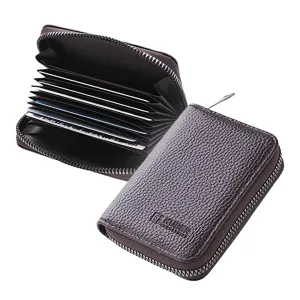 Kuber Industries Card Holder Wallet for Men Women|Debit Credit Card Holder|Wallet for Id, Visiting Card, Buisness Card|RFID Protected|Zipper Closure|Coffee