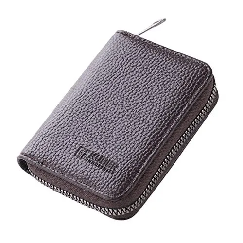 Kuber Industries Card Holder Wallet for Men Women|Debit Credit Card Holder|Wallet for Id, Visiting Card, Buisness Card|RFID Protected|Zipper Closure|Coffee